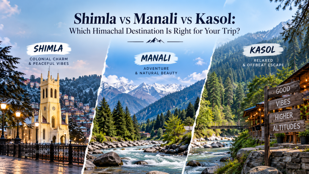 Shimla vs Manali vs Kasol: Which Himachal Destination Is Right for Your Trip?